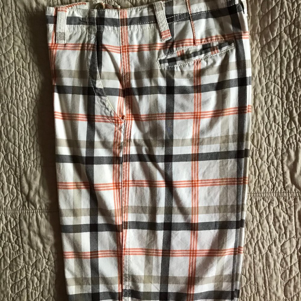 Aeropostale Orange and Brown Plaid Men's  Shorts